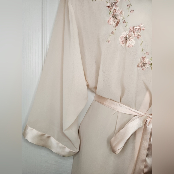 Vintage California Dynasty Beaded Chiffon Robe | Embroidered Floral Lingerie - Picture 5 of 6
